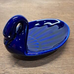 Cobalt Blue Ceramic Soap Dish YR Japan Minimalist Trinket Tray